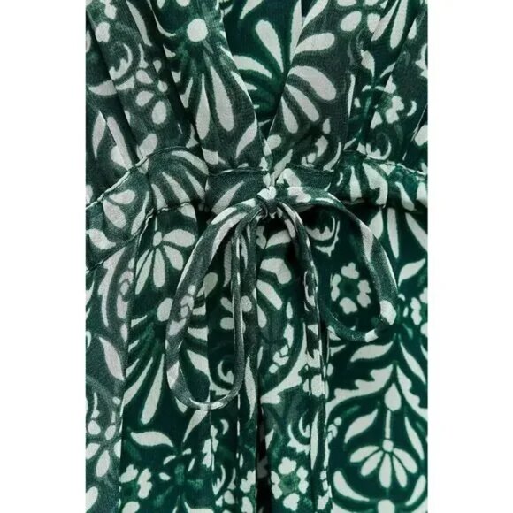 Zara ZW Collection Printed Floral Midi Dress | Green White | Size XS x-small - Picture 6 of 10